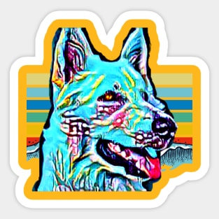 White Shepherd (turquoise artsy) Sticker